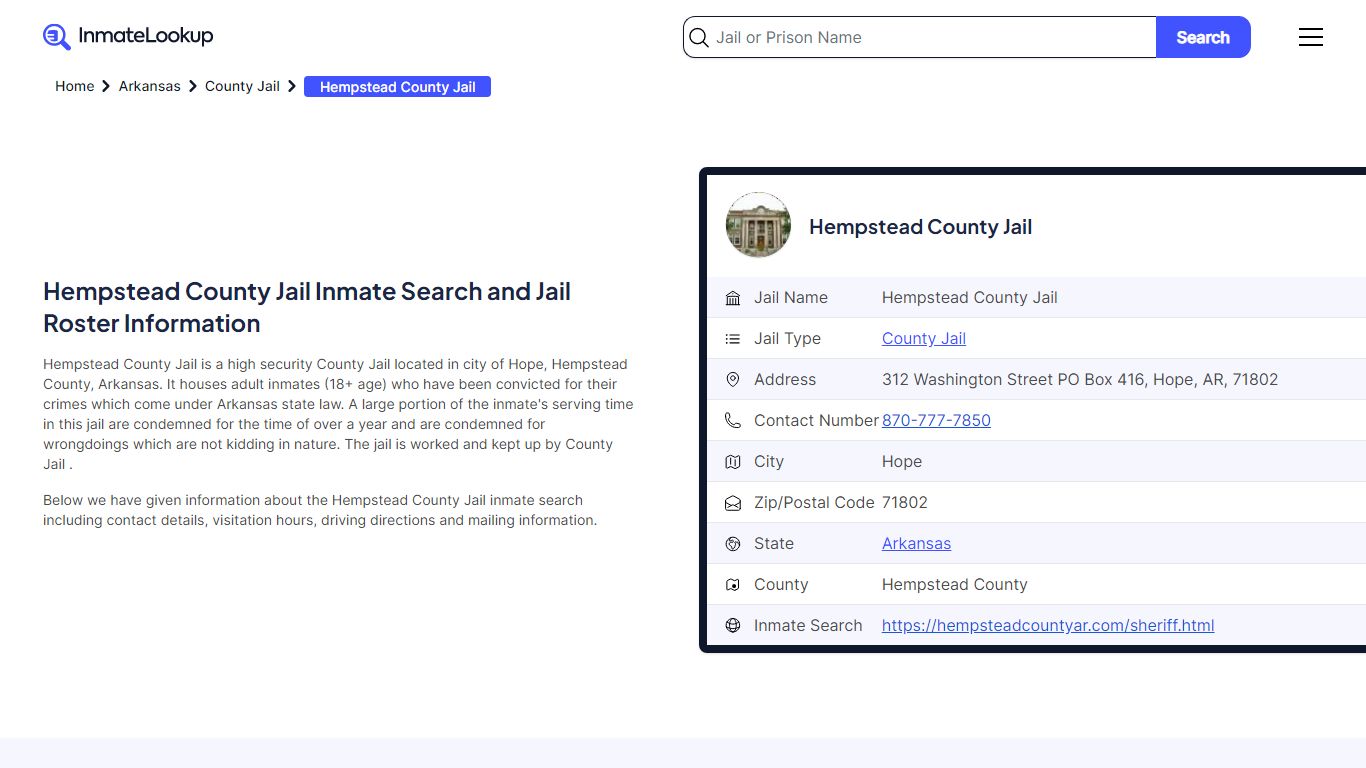 Hempstead County Jail Inmate Search, Jail Roster, Bookings, Arrests ...